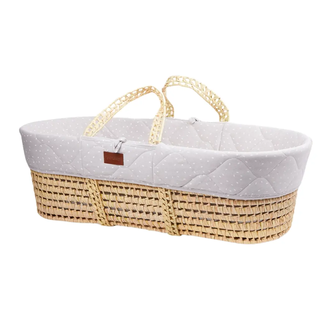 The Little Green Sheep Natural Quilted Moses Basket & Mattress