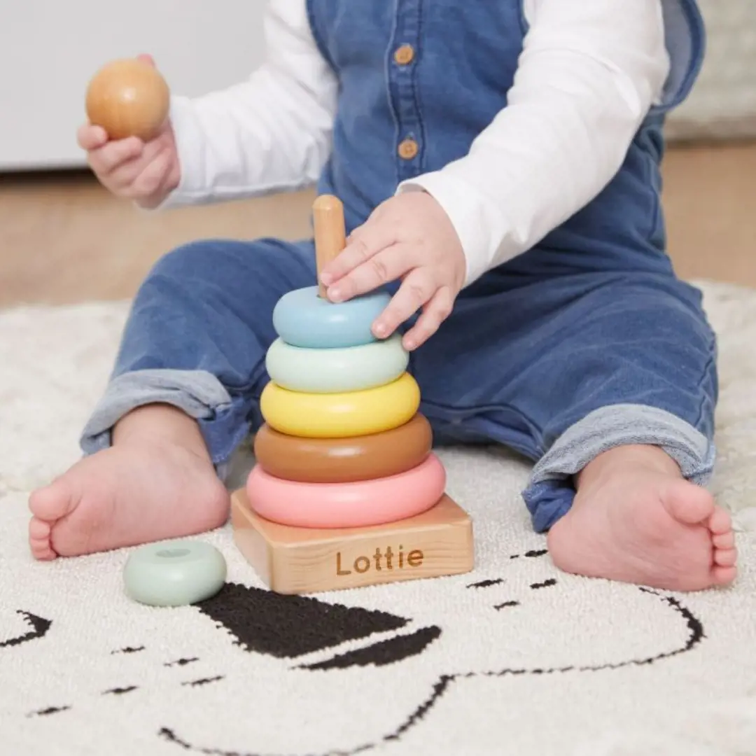 Personalised Rainbow Wooden Stacker Toy