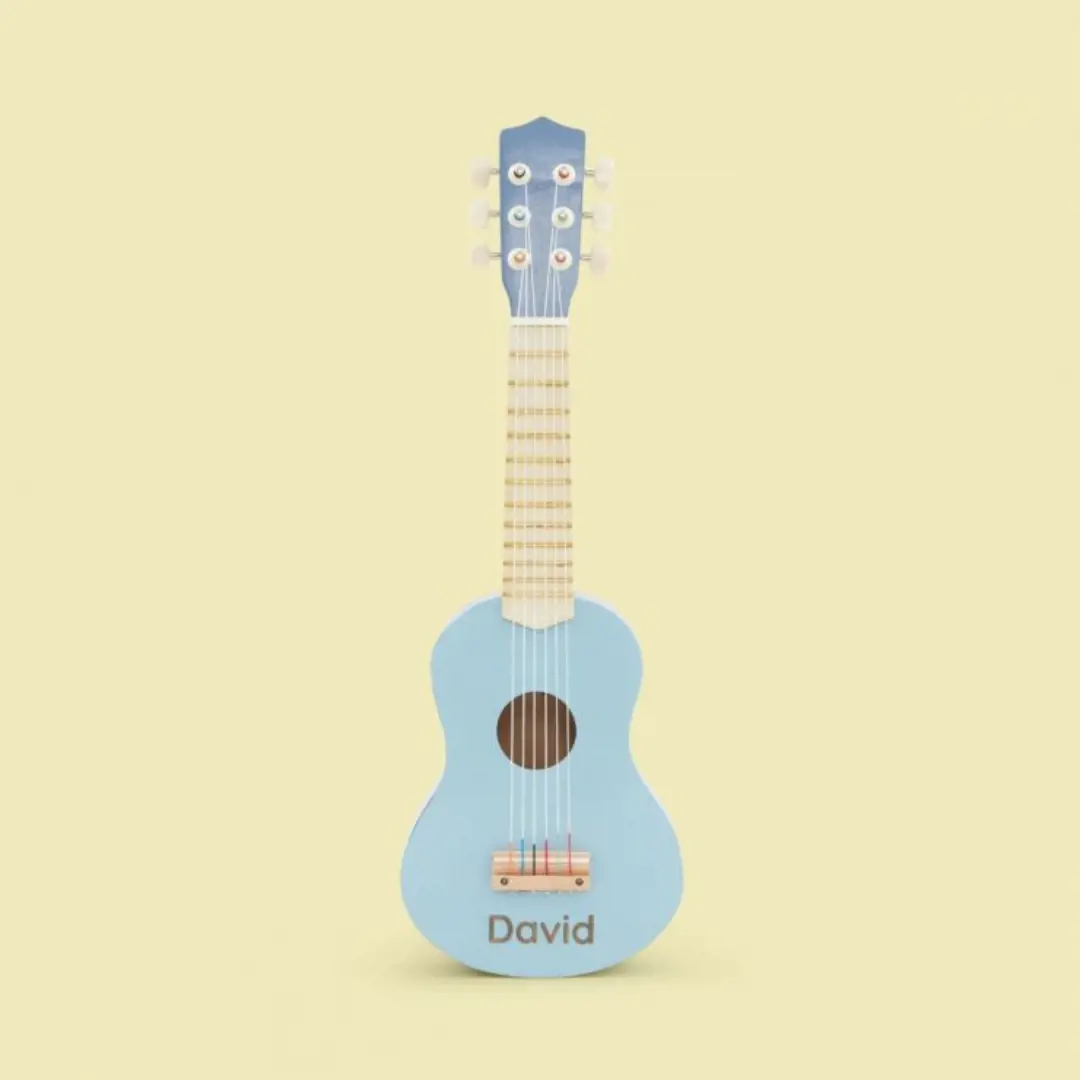 Personalised Blue Guitar Wooden Toy
