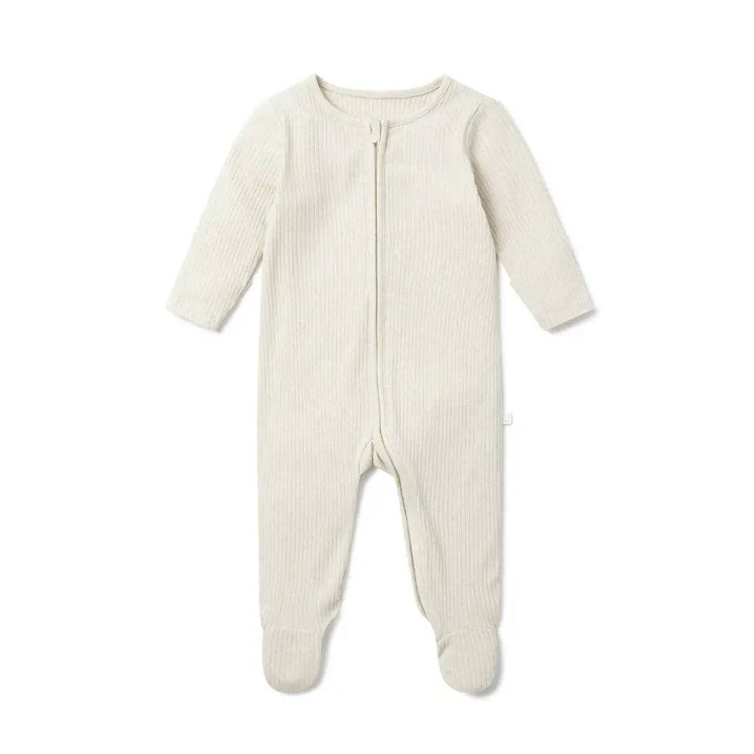 MORI Ribbed Zip-Up Sleepsuit
