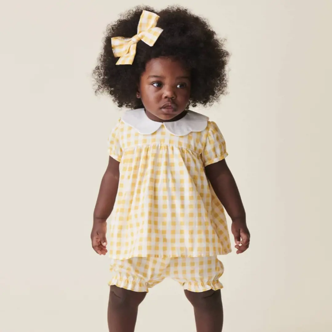 Yellow Gingham Hestia Baby Set