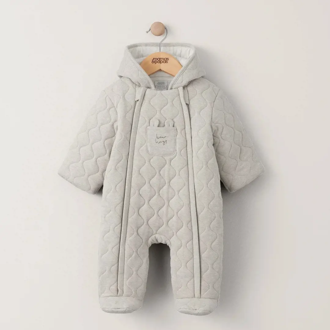 Bear Hugs Quilted Jersey Pramsuit - Sand