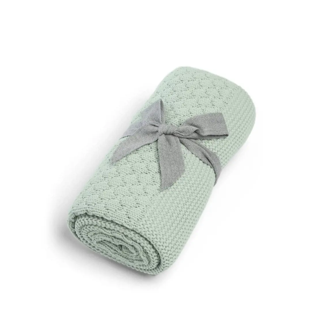 Welcome To The World Seedling Knitted Blanket - Blue/Green