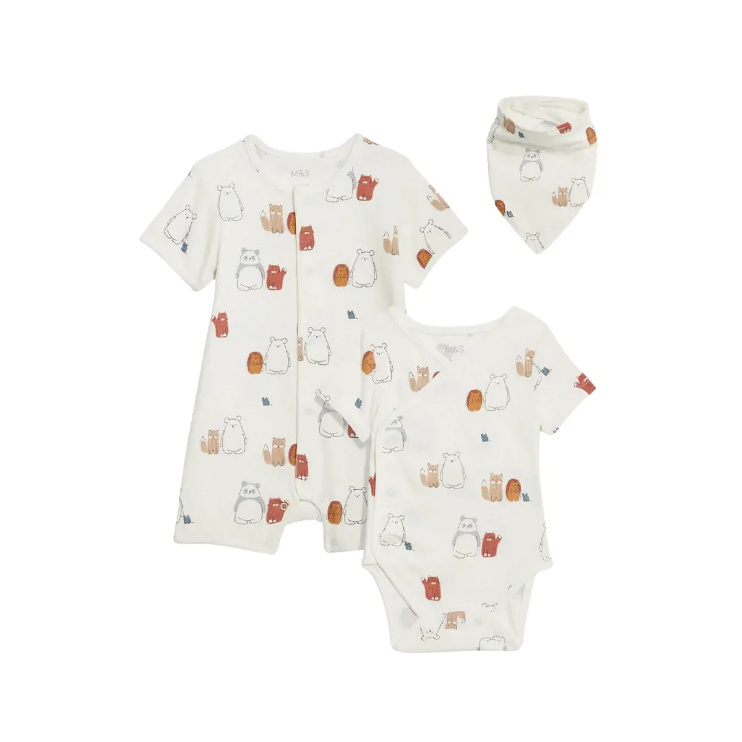 3pc Cotton Rich Bear Print Gift Set