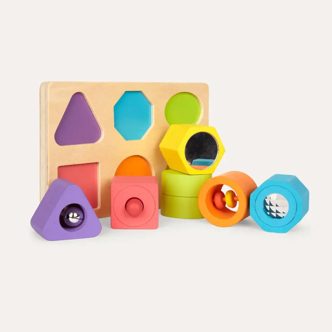 Janod I Wood Shapes & Sounds 6 Block Puzzle