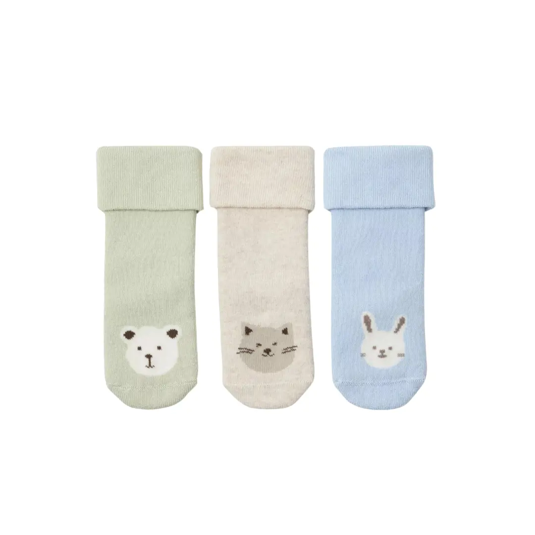 3-pack Terry socks with Cats - Light Dusty Blue