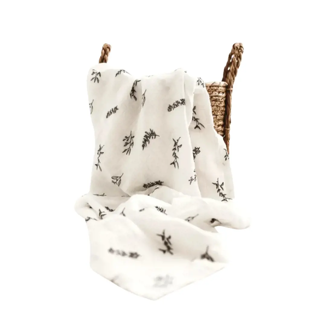 Designs by a little bit of Hope Little Leaves Muslin Blanket