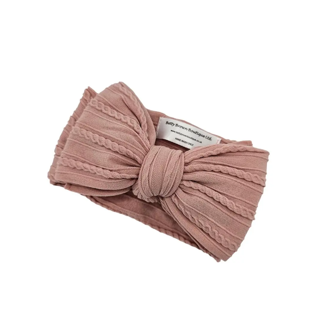 Betty Brown Boutique Light Dusty Rose Larger Box Cable Knit Headwrap