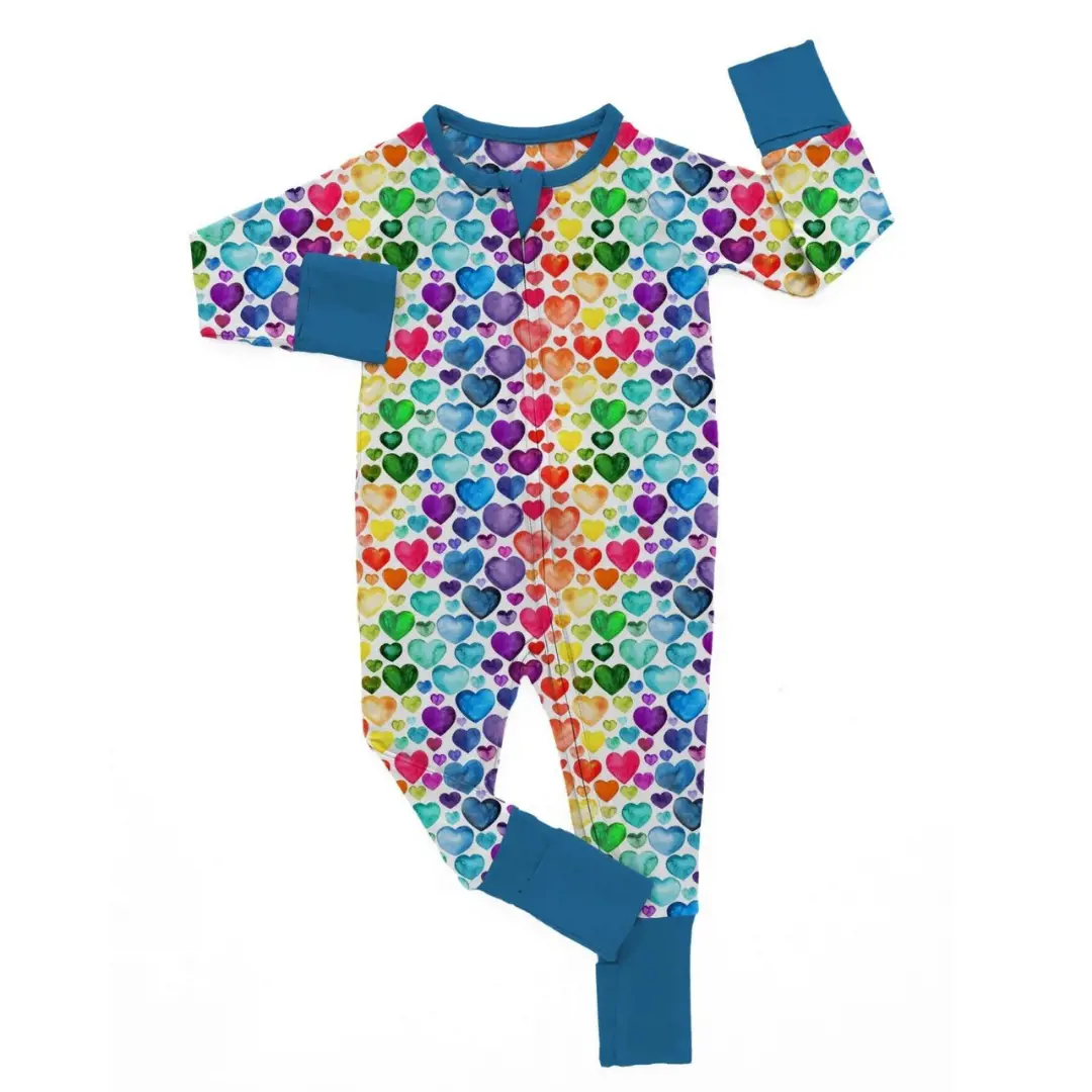 Charleys Wild World Rainbow Hearts Zippy Sleepsuit