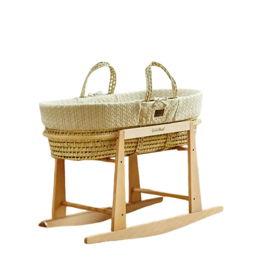 The Little Green Sheep Organic Knitted Moses Basket & Stand