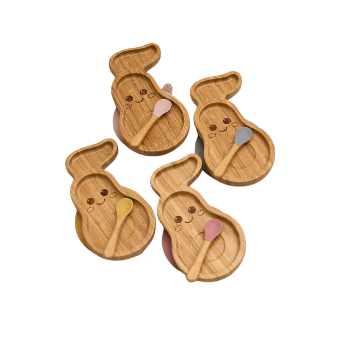 100 Foods Baby Avocado Bamboo Plate & Spoon Set